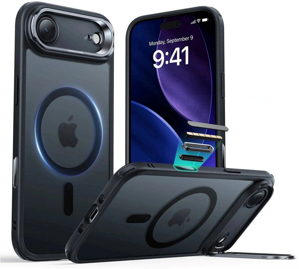ESR iPhone Air Classic Hybrid Stash Cover m. Kickstand - MagSafe Kompatibel - Mat Sort