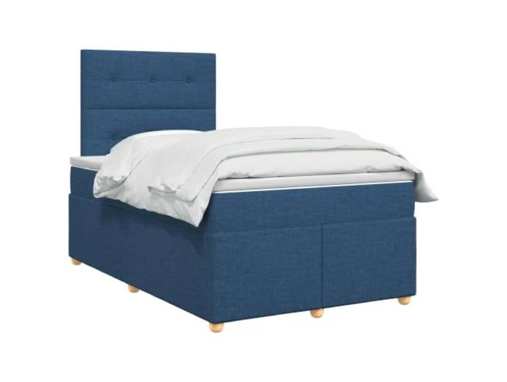 vidaXL Boxspringbett mit Matratze mit Kopfteil Blau 120 x 200 cm Stoff Bietet perfekt ausgewogene Unterstützung, Anpassbar an deine Wunschhöhe, Praktische und energiesparende USB-Beleuchtung