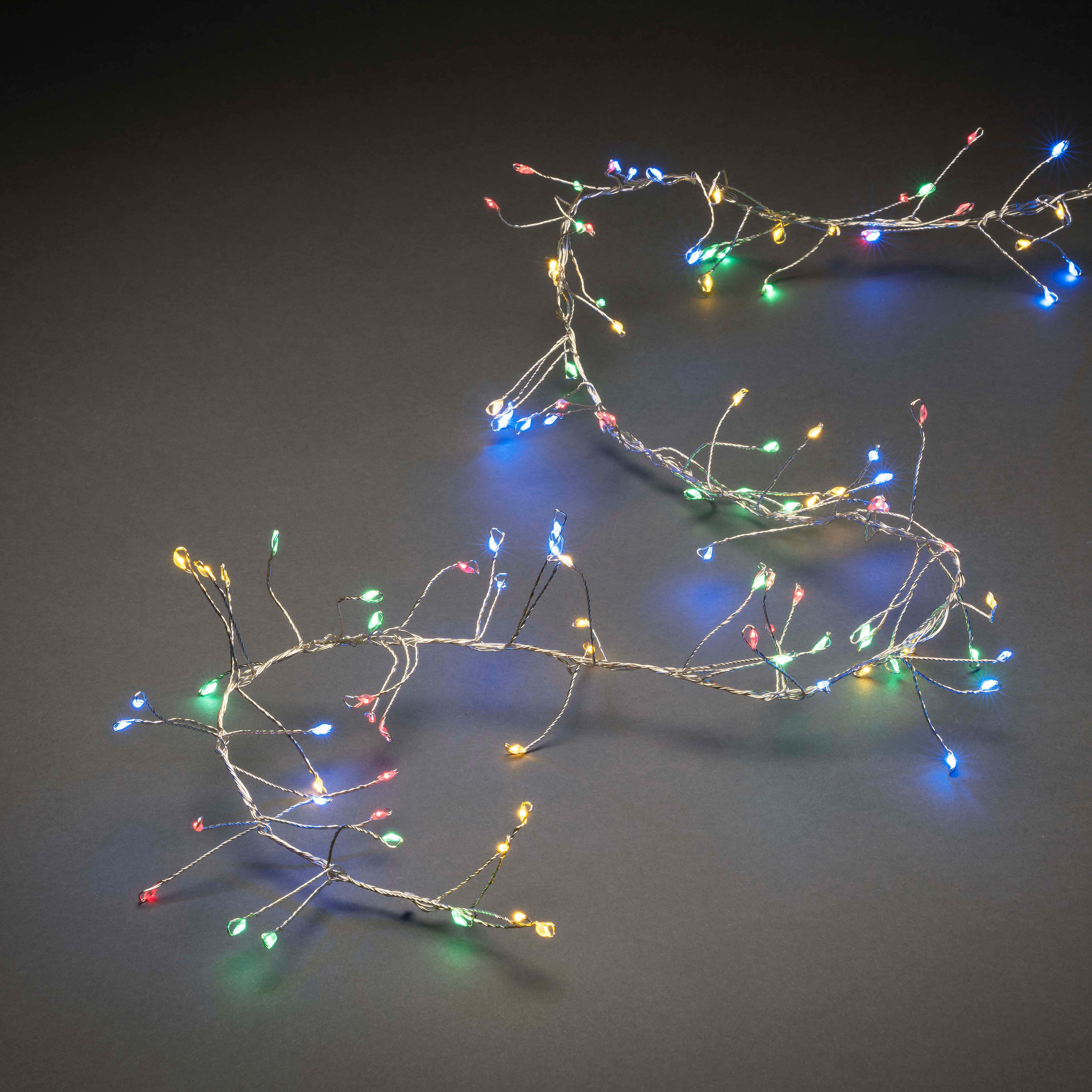 KONSTSMIDE LED-Lichterkette, silber (silberfarben), Dioden 360 Stk. Flammen 360 Stk., Gesamtlänge 7,7m, Lichterketten, Micro LED Büschellichterkette Cluster, mit 8 Funktionen, 360 Dioden, LED-Lichterkette