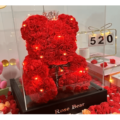 ForeverBloom Rose Teddy Bear Gift For Mom And Loved Ones pink