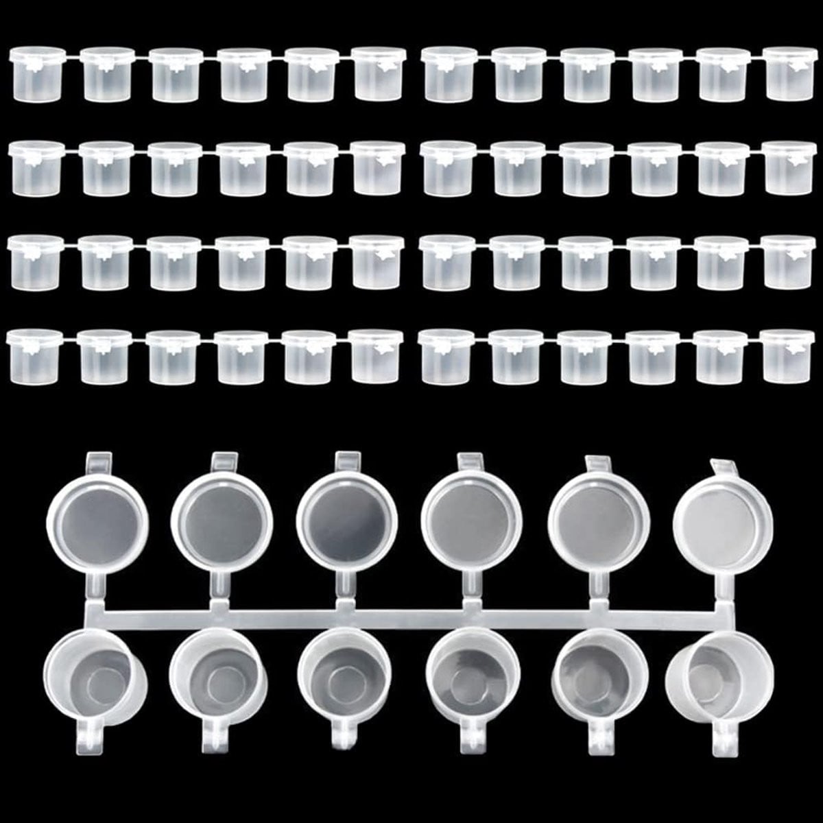 SnelShoppen 48 stuks Lege Verfpotjes 10 ml - Doorzichtige Plastic Mini Opbergbakjes voor Kunst en Ambachten