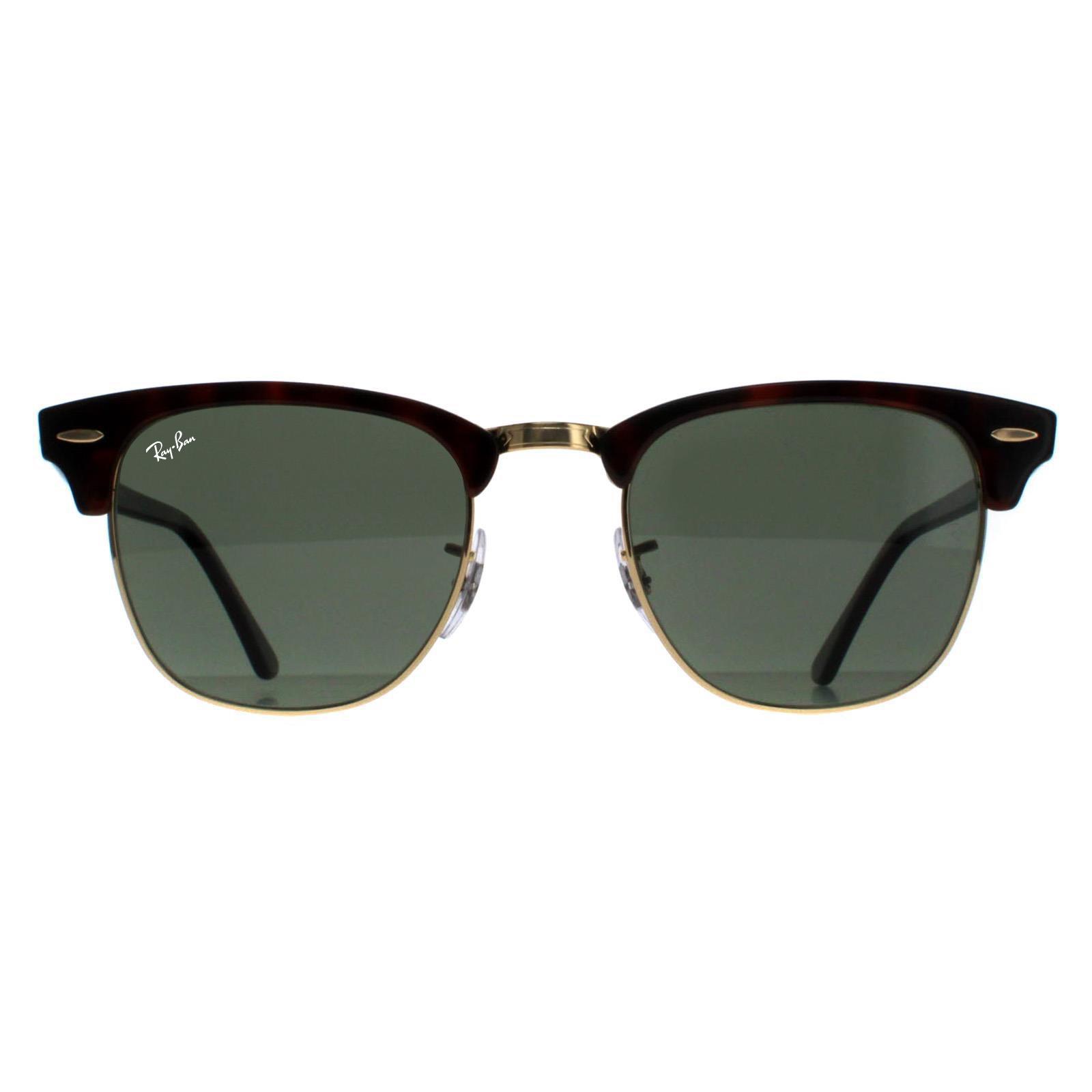 Rayban Lunettes De Soleil Clubmaster 3016 990/58 Rouge Havana Vert Polarisé Gret 51mm