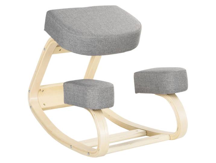 ComfortXL Kniestuhl De-05044 Ergonomisch für gesunde Sitzhaltung Grau, Holz, 51x58x69 cm, Büromöbel, Bürostühle, Bürohocker