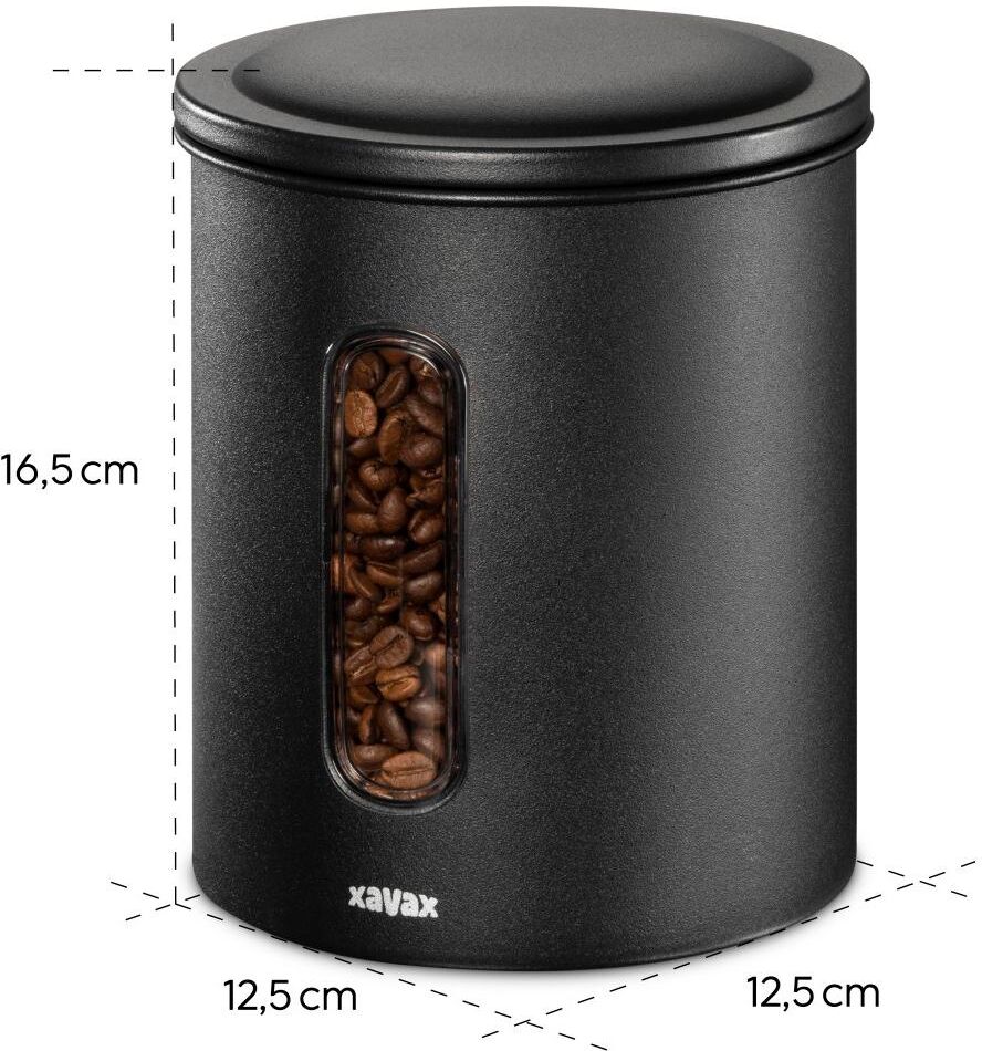 Kaffeedose XAVAX, schwarz, B:12,5cm H:16,5cm, Edelstahl, Lebensmittelaufbewahrungsbehälter, Kaffeedose schwarz B/H/L: 12,5cm x 16,5cm