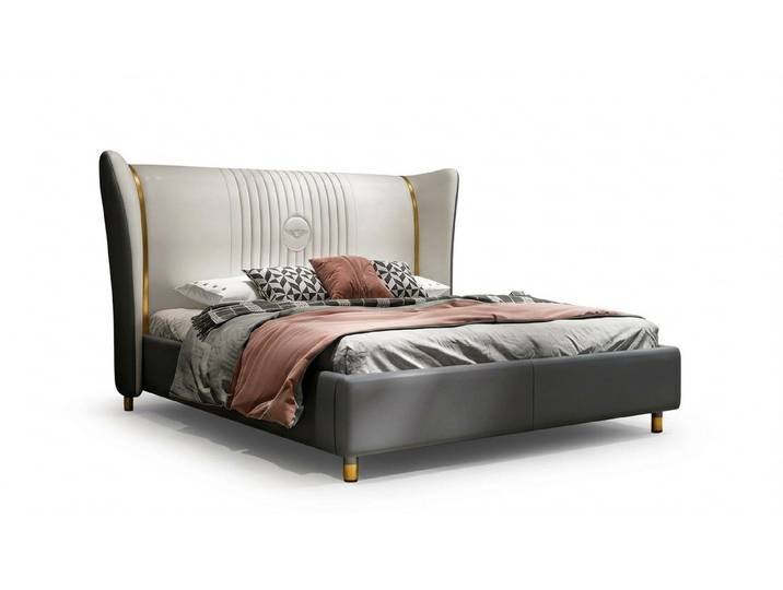 Xlmoebel Polsterbett Bett Doppelbett Polsterbett Grau Beige Modern Elegant Stilvoll Edel