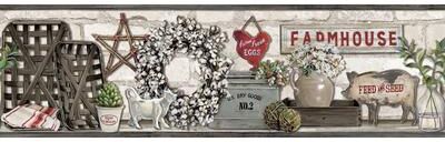 York Wallcoverings Farmhouse Shelf Black Border