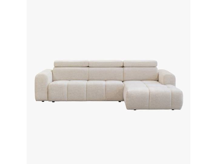 ALEXIA Canapé d'angle convertible convertible en tissu beige 304 cm