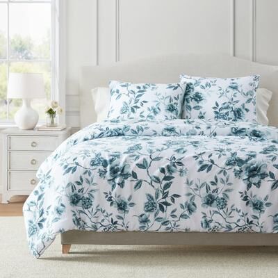 Martha Stewart Vivian Floral Cotton Blue Comforter Set