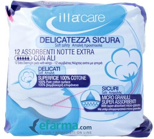 Illa Care Assorbenti Notte Ipoallergenici Extra 12 Pezzi