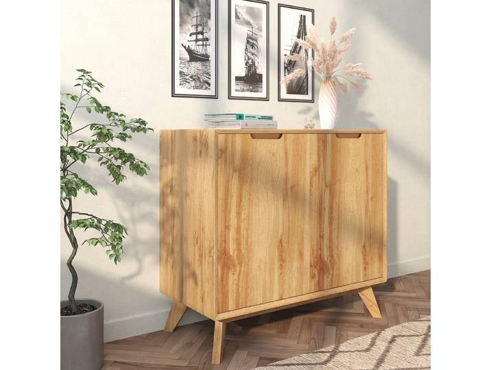 Commode Hanyao 80 x 75 x 40cm Marron/Imitation chêne