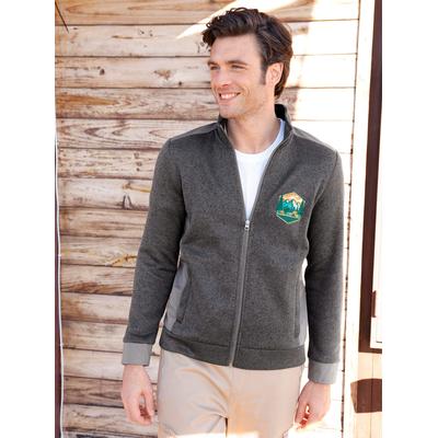 Strickfleecejacke CATAMARAN, Herren, Gr. 48/50, grau (graphit, grau, meliert), 100% Polyester, Einsatz:6% Elasthan, 94% Polyester, meliert, unifarben, Jacken
