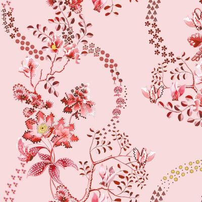 Cath Kidston Road Floral Pink & Red Wallpaper