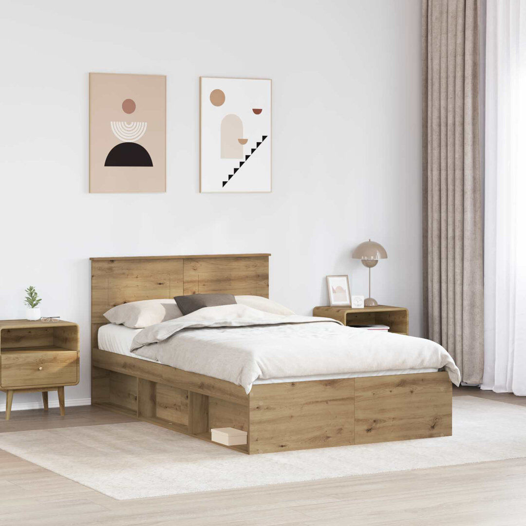 17 Stories Bed Artisian Oak Small Double (4')