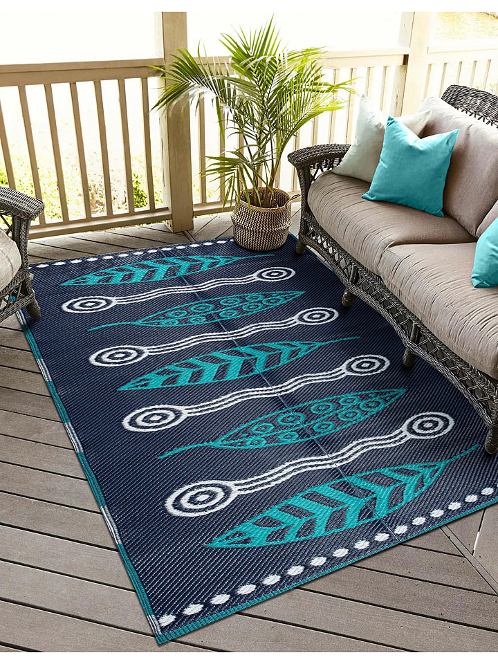 FLORIANE GARDEN Outdoor-Teppich in Dunkelblau/ Türkis - 180x270 cm