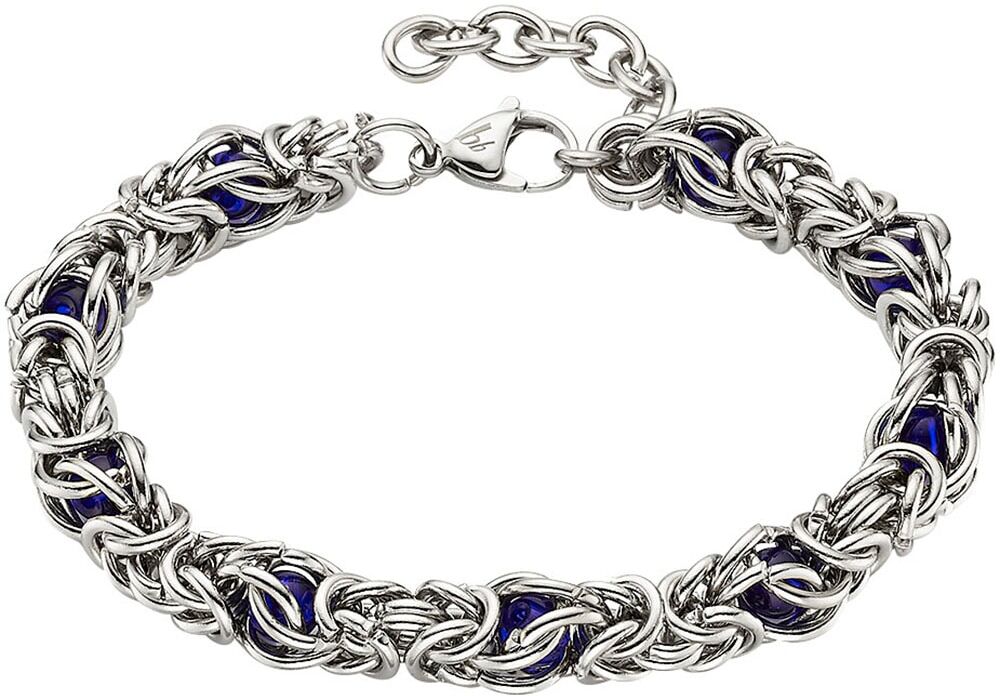 Edelstahlarmband BRUNO BANANI "Schmuck", blau (edelstahlfarben, dunkelblau, dunkelblau), Armbänder, Damen, 25,5cm, Edelstahl, Edelstahlarmband, mit Glasstein