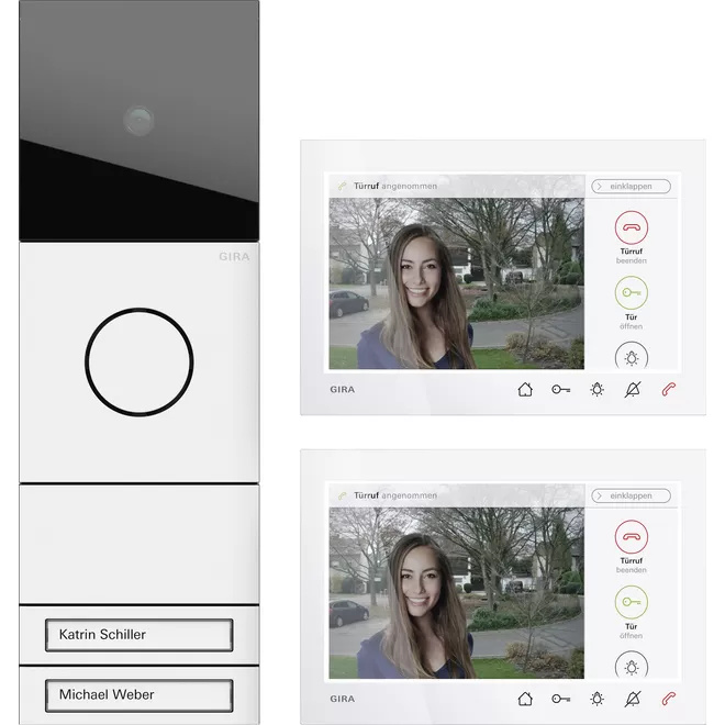 Gira 2432902 Video AP 2TN weiß System 106 Zweifamilienhaus Paket Wohnungsstation Video AP7