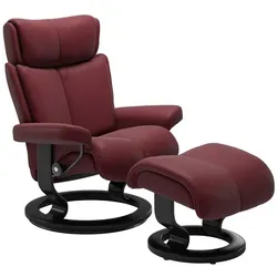 Stressless Sessel mit Hocker Magic Classic Leder Rot Batick Bordeaux S (Small)