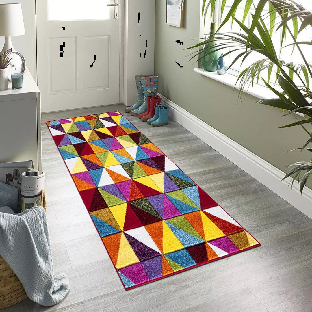George Oliver Nehawka Abstract Hand Tufted Kilim Area Rug Rectangle 80 x 150cm