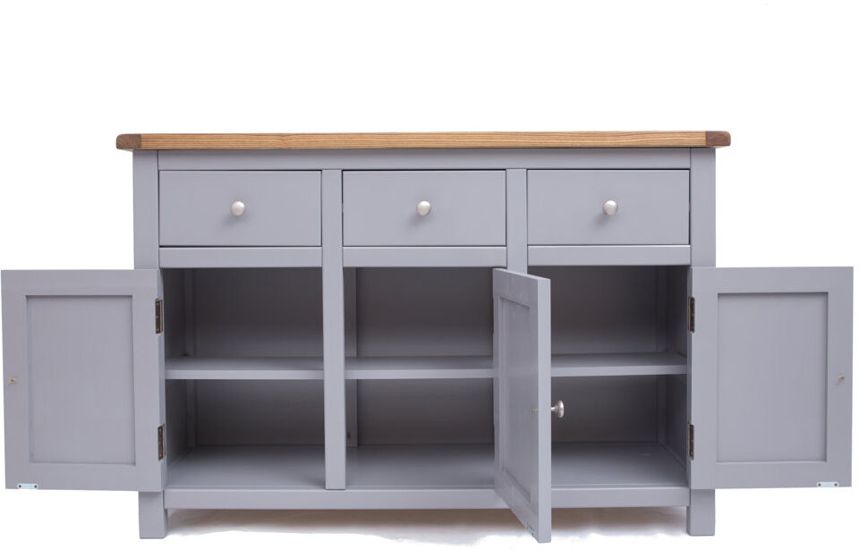 August Grove Natividad 120cm Sideboard Grey/Satin Chrome 80cm H X 120cm W X 40cm D