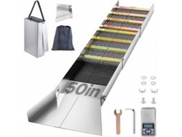VEVOR Faltbare Schleusenbox aus Aluminiumlegierung, Kompakte 127 cm Schleusenboxen für Gold, Leichte Goldschleusenausrüstung, Tragbare Schleusenboxen mit Bergmannsmoos, Fluss, Bach usw.