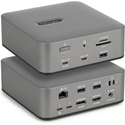 StarTech Thunderbolt 5 Docking Station Triple Monitor 140w Laptop (Thunderbolt, 11 Ports), Dockingstation + USB Hub, Grau