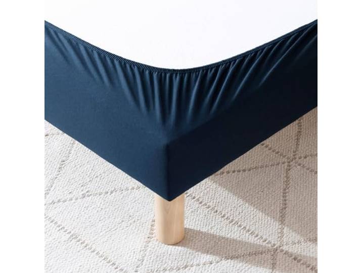 Cache-sommier Coton Jersey Bleu Marine 70x190 à 80x200