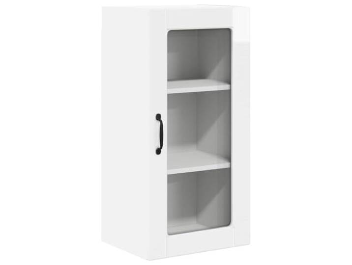 IBUQDDV Wandglas-Schrank Lucca Hochglanz Weiß 40 x 31 x 80 cm Holzwerkstoff, rechteckige Form, Innenbereich, minimalistische Ästhetik, robuste Bauweise, zeitgemäßes Design