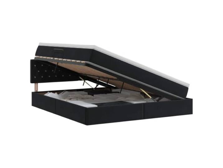 KTHLBRH Bett mit Bettkasten Kopfteil schwarz 180 x 200 cm Samt Hydraulisches Heben, Platz unter der Matratze, weicher Samt, quadratische Griffe, minimalistisches Design, modernes Zimmer