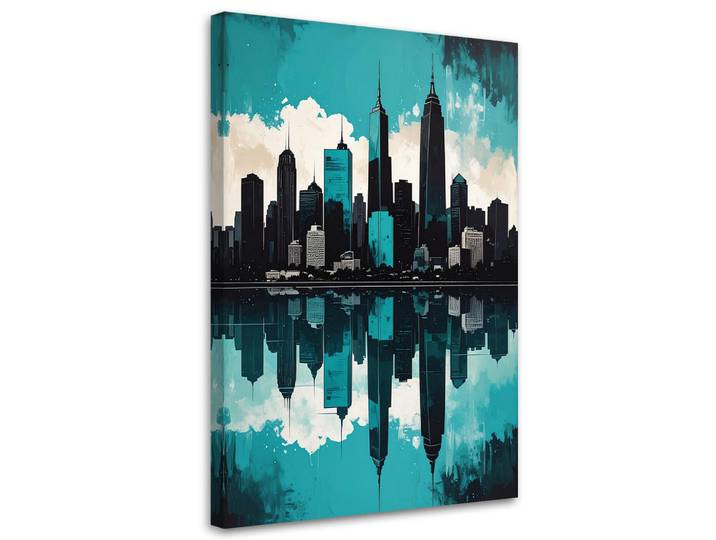 Feeby Leinwandbild Städte & Architektur 80x120cm, Türkis, Stadtarchitektur, Rechteckig, 80x120 cm, Bilder & Rahmen, Bilder, Leinwandbilder