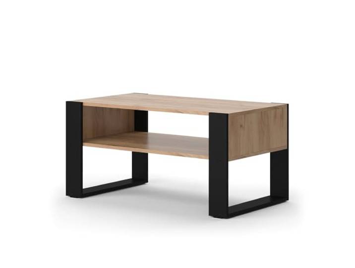Vicco Couchtisch Olli , Goldkraft Eiche, 92 x 52.4 cm mit Ablage, zur Aufbewahrung von Zeitschriften und Fernbedienungen