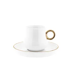 Mulex 12 Teiliger Set Mokkatassen mit Untertasse aus Porzellan Mokkaservice 100 ml