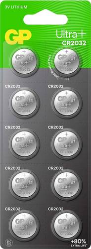 GP Knopfzelle CR2032 3V 10 St. 240 mAh Li-MnO2 Ultra Plus Batterie Lithium Knopfzelle CR2032 10 Stück