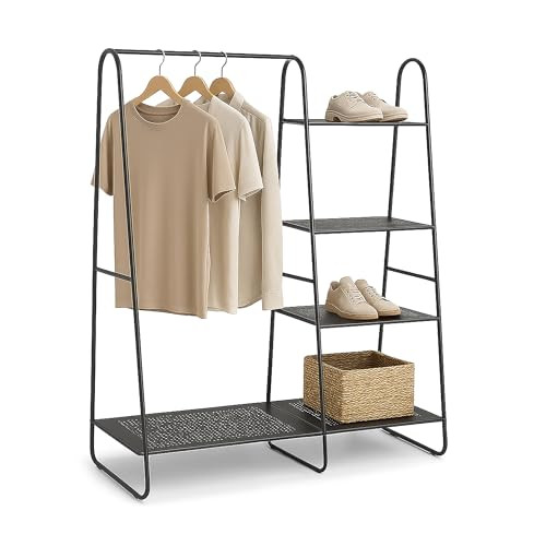 Relaxdays modern kledingrek met metalen rail, zwart