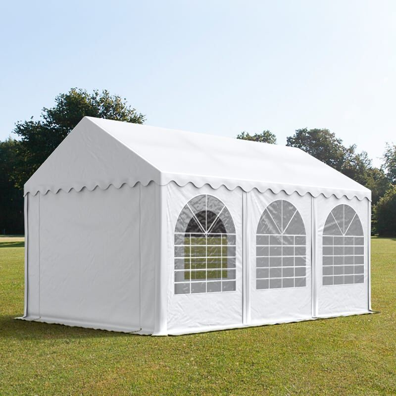 TOOLPORT 4x6m Partyzelt, PVC-Plane, weiß, mit Bodenrahmen - (7688BL)