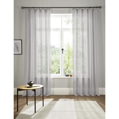Gardine OTTO HOME "Fiete, 1 Stück, Leinen Optik, halbtransparent, Kräuselband" Gr. 1, grau (stein), B:140cm H:145cm, Polyester, Gardinen, Gardine, Leinen Optik, Sichtschutz, halbtransparent, einfarbig, Leinenoptik