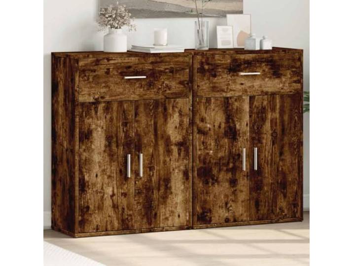 Jkghdrt Sideboard 2 STK. Räuchereiche 60x30x84 cm Holzwerkstoff Stauraum Glatte Oberfläche, feuchtigkeitsbeständig, leicht zu reinigen, viel Stauraum, robuste Konstruktion
