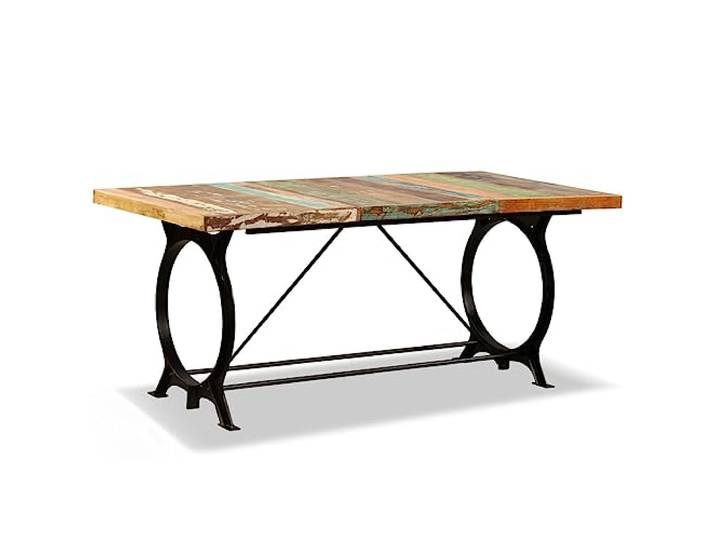 HKQWPBF Esstisch Altholz Massiv 180 cm Recyceltes Massivholz, Stahlbeine, Industrie-Stil, handgefertigt, Esszimmer, Küche, robuster Look