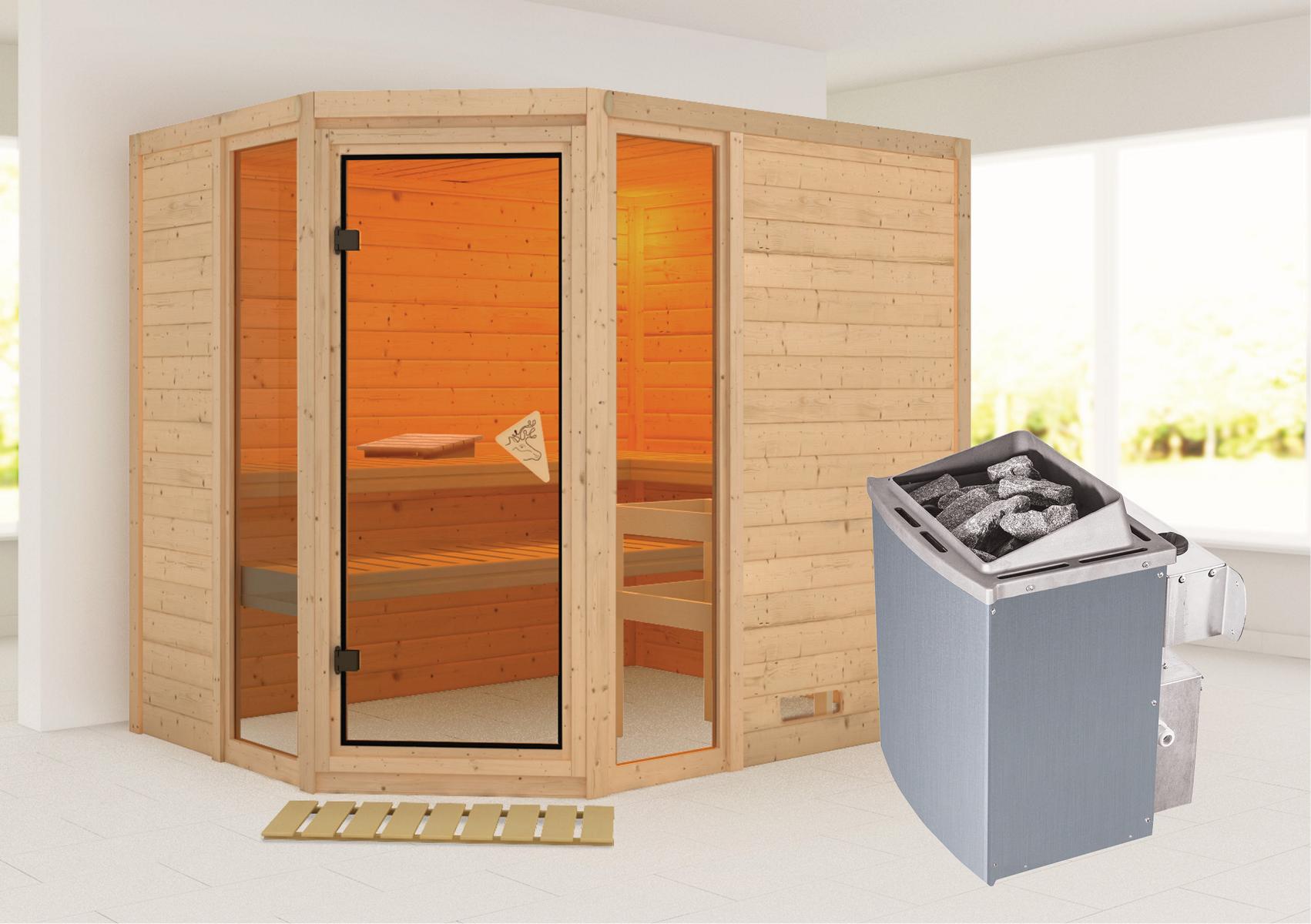 KARIBUHOLZT Sauna Sinai 3 Eck 9kW integr.Strg bronz.GGT 08288613