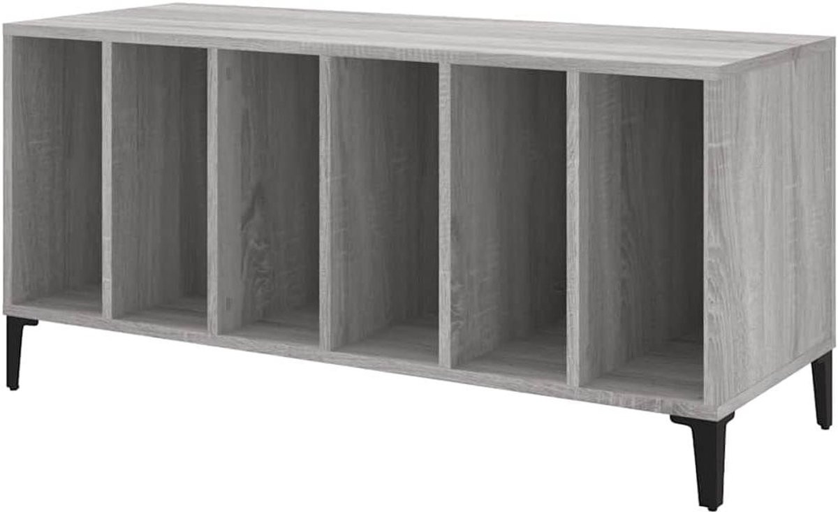 Platenkast Muziekmeubel voor Vinyl Opslag - Grijs Sonoma - B/D/H: 100 x 38 x 48 cm