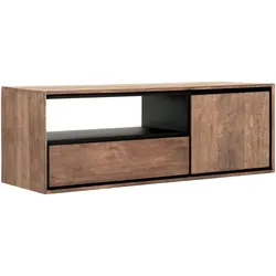 TV-Board Metropole Hängend, Teakholz Massiv, modern, natur, 115 cm, Metallgestell, montiert