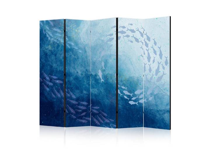 Muralo Paravent 5-teilig Raumteiler klappbar Fischschwarm Natur (Packung, 1 St., 225x172 cm), 3 Varianten, Für das Wohnzimmer, das Schlafzimmer