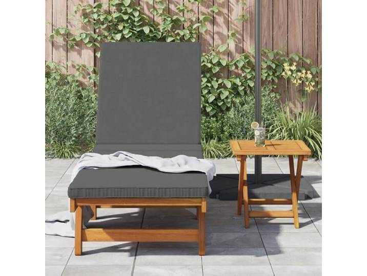Desginer Bain de soleil - UU - Fauteuil relax avec des roulettes et un coussin gris foncé en bois massif CC68