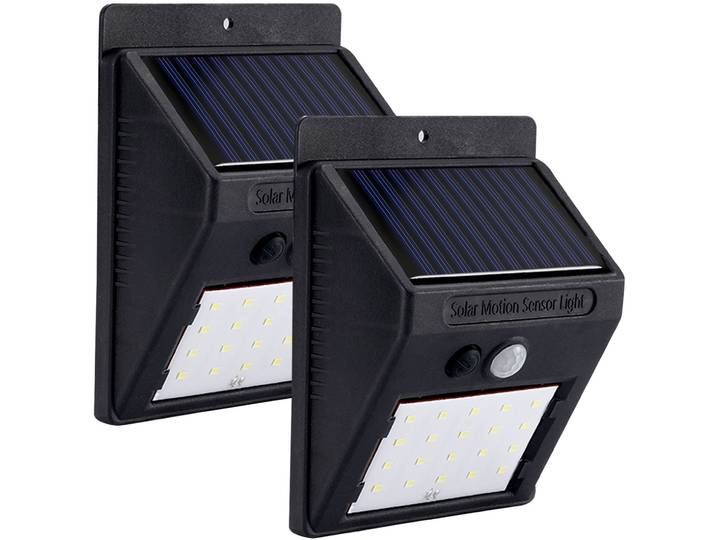 2er-Set Solar-LED-Wandleuchte mit Bewegungsmelder, 20 SMD LEDs