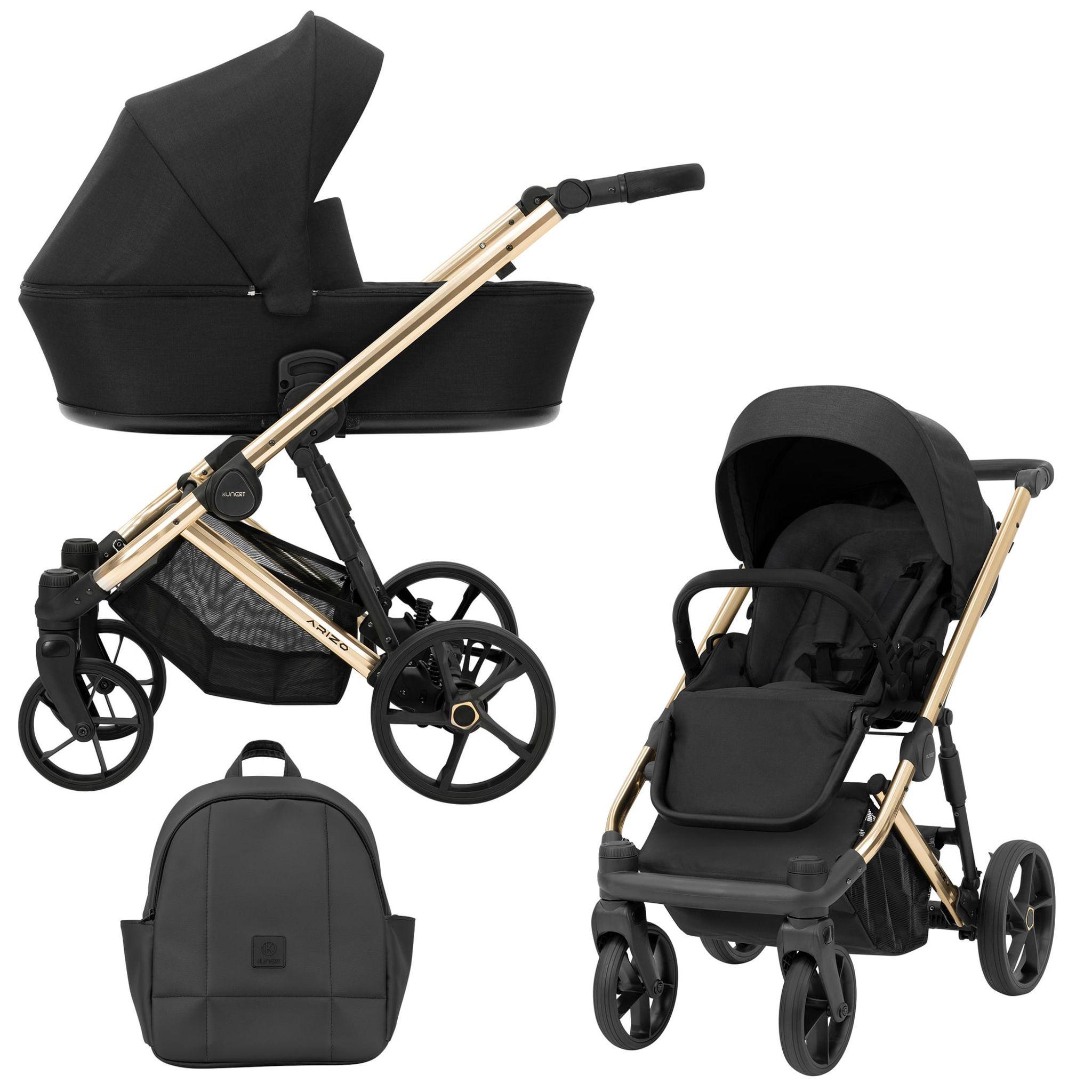 Kinderwagen Kunert Arizo Premium 2in1 - goldene Rahmenfarbe - Farbe: Schwarz