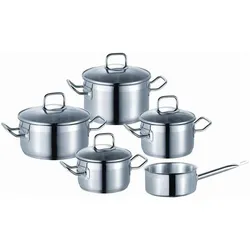 Schulte-Ufer SUS Profi Star Topfset 5-teilig, Pfannenset + Topfset, Silber
