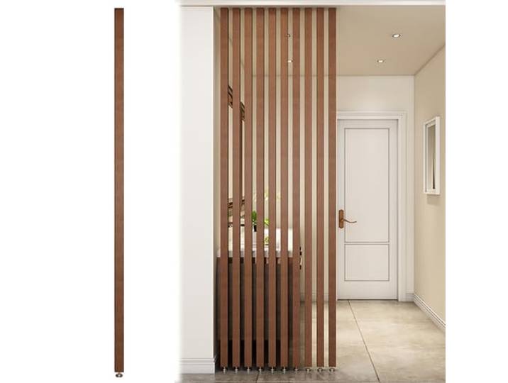 Paravent Raumteiler Innen Trennwand Raumtrenner Boden bis Decke Holzlatten - Paravent Trennwand Pfosten Wohnbereich Einfach Modern Eingang Restaurant Büro Hohle Deko-Säule (Color : Wood 1Pc, Size :