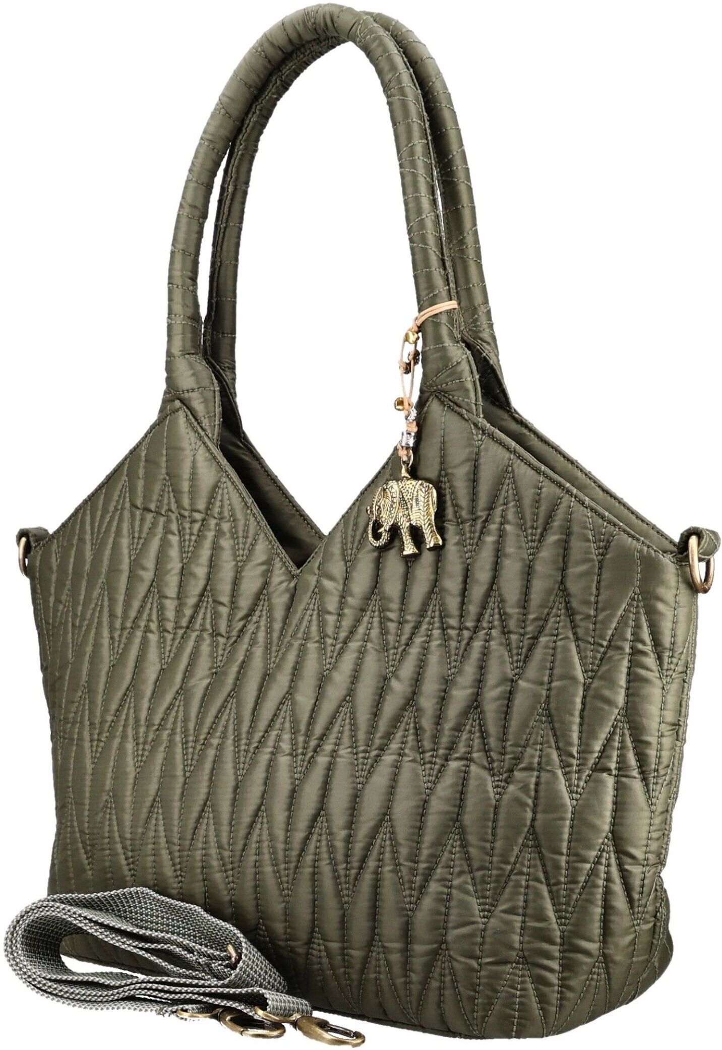 Henkeltasche ANOKHI "ANOKHI Taschen Baumwolle", Damen, Gr. onesize, grün (olive), Baumwolle, Taschen