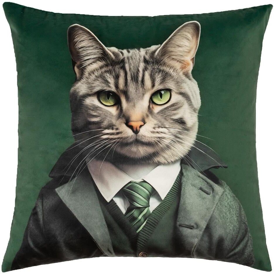 Kissenbezug PAD "Tigrou Dark Green, ca. 45 x 45 cm", dunkelgrün, B:45cm L:45cm, Samt;Polyester, Obermaterial: 100% Polyester, Kissenbezüge, Kissenbezug dunkelgrün B/L: 45cm x 45cm, 1 Stk., Samt,Polyester