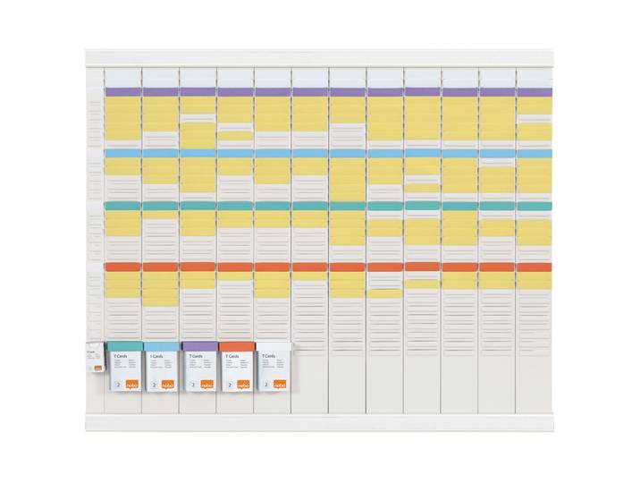 Nobo planning à fiches T2 - 13 colonnes - 80 x 66 cm