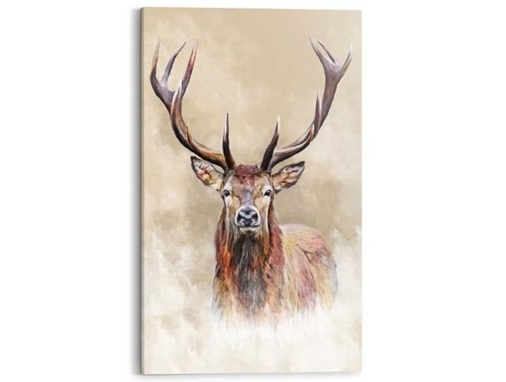 REINDERS Wandbild, Hirsch Zeichnung, Schlafzimmer, Wandbild, Wanddeko, Room Decor, MDF, Beige, 118 x 70